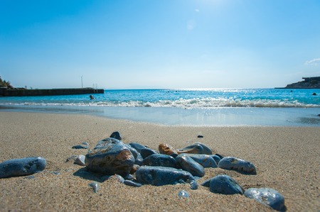 smooth stones on the beach, sea rest.の写真素材