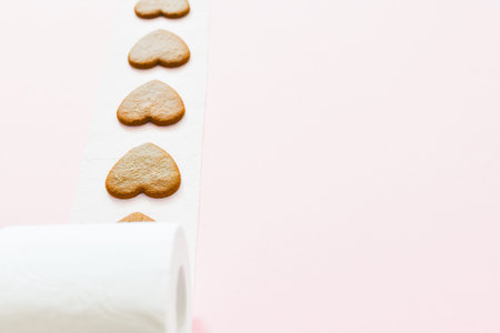 love for toilet paper. heart on paper of different colors. Toilet paper. And a heart symbol on the...