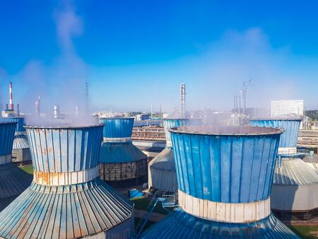 Chemical plant. These are workshops for the production of: ammonia, methanol, mineral fertilizers, urea, ammonium sulfate, liquid nitrogen fertilizers CAS, ammonia water, caprolactam, crystalline hydroxylamine sulfate, liquid carbon dioxide, sulfuric acid and oleum, biodiesel fuelの写真素材
