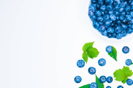Blueberry. view from above. place for an inscription. healthy berries.の写真素材