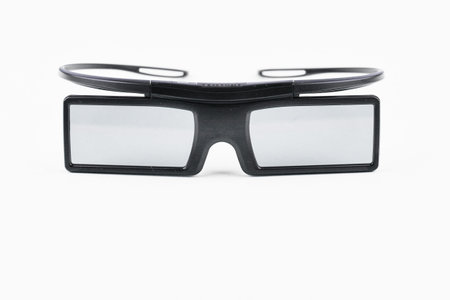 3D glasses on a white background. Three-dimensional movie. Immersion in the film. Isolated