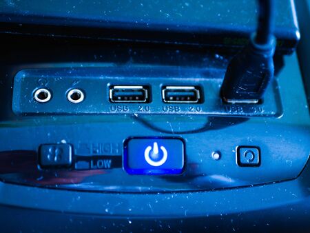 computer power button. Power button on a CPU.の写真素材