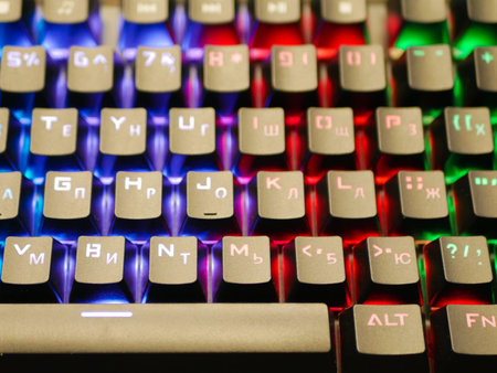 multi-colored keyboard. mechanical keys. Multi-colored professional gaming mechanical rgb keyboard...