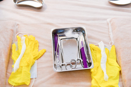 training instruments in surgery. tumor removal. Training class for tissue extension. children and...
