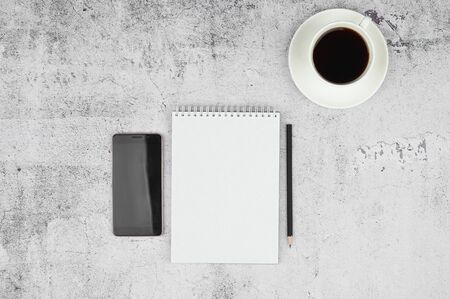 Minimal home office desk. Freelancer workplace concept.の写真素材