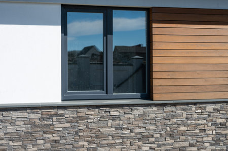 mixed wall cladding of a private house.