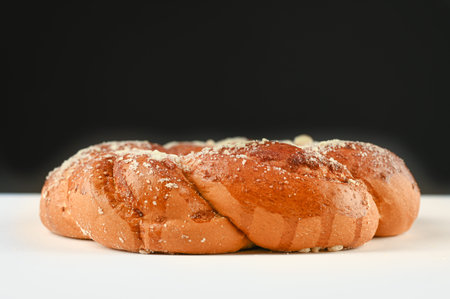 Homemade bread baking on a black and white background. High quality photo
