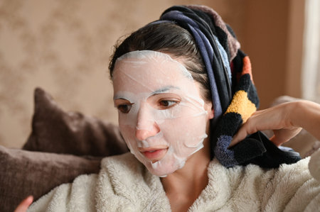 portrait of a girl with a moisturizing facial mask