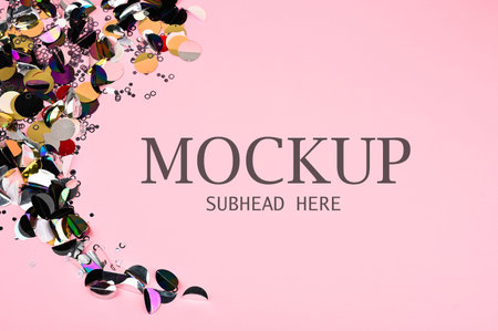 confetti mockup on pink backgroundの写真素材
