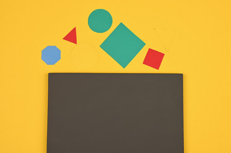 multicolored geometric and chalkboard. High quality photoの写真素材