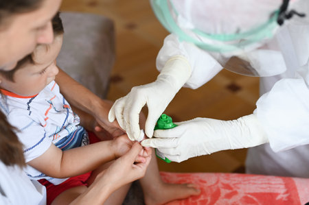 mother and child donate blood. High quality photo