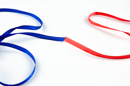 red and blue ribbon diverges. High quality photo