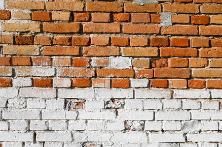 background of white and brown bricks. High quality photoの写真素材