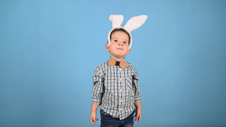 Little child with ears, on an isolated background. High quality photo