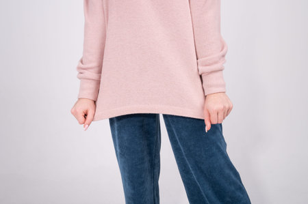 The concept of casual comfortable women's clothing in pastel shades, basic wardrobe. Clothing made...