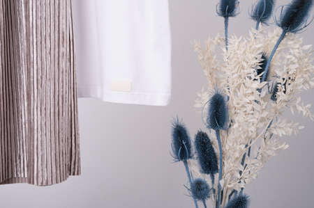 The concept of natural clothing, decorative plants and clothing. High quality photoの写真素材