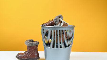 Throw childrens shoes in the trash bin