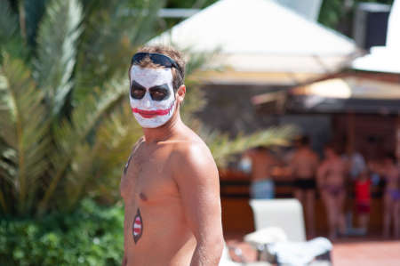Portrait of the joker on vacation.の写真素材