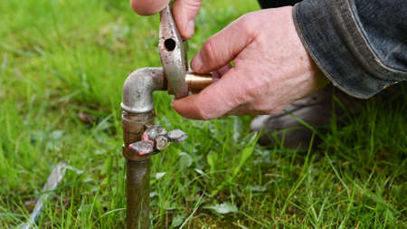 Repairing the street water pipe.の写真素材