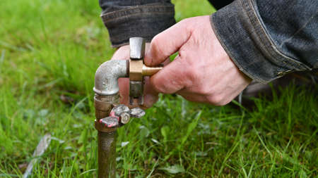 Repairing the street water pipe.の写真素材