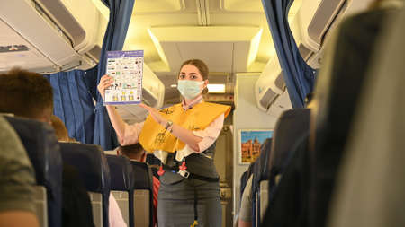 Minsk, Belarus - June 5, 2021: Pre-flight safety consultation.のeditorial素材