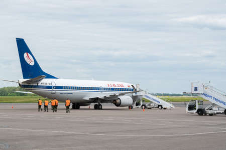 Minsk, Belarus - June 5, 2021: Belavia planeのeditorial素材