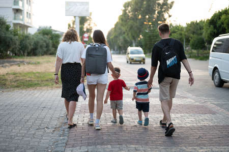 10-06-2021 Turkey, Tourists walk around the city. With kids.のeditorial素材