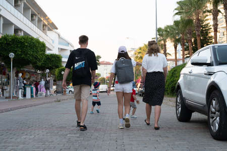 10-06-2021 Turkey, Tourists walk around the city. With kids.のeditorial素材