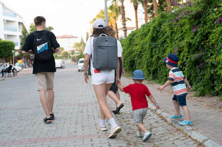 10-06-2021 Turkey, Tourists walk around the city. With kids.のeditorial素材