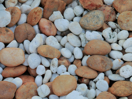 A pile of white and red stones