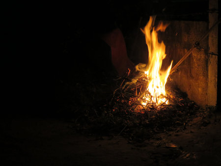 Fire and flames of atmospheric campfire.