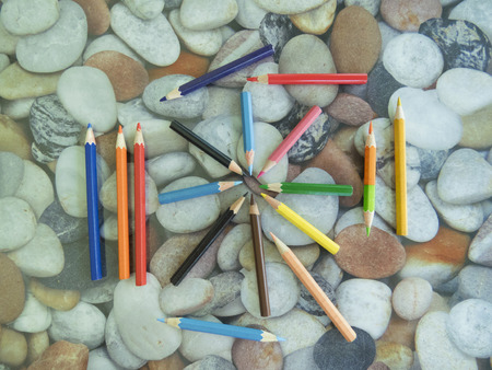Set of Realistic 3D Multicolor Colored Pencils or Crayons for Back to School Items.の写真素材