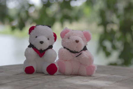 Toy teddy bear Background bokehの写真素材