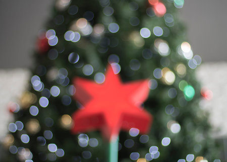 Abstract bokeh background. Christmas bokeh lights defocused abstract background.の写真素材