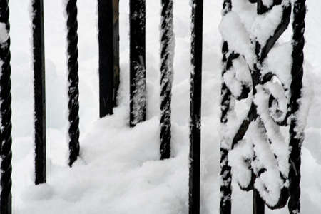 Daytime close up photos of snow on various objectsの写真素材