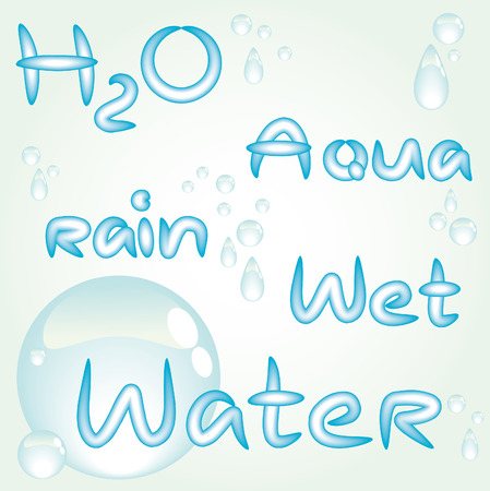 blue water text in light blue and turquoise with waterdropsのイラスト素材