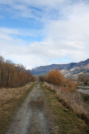 Walking track beside lake in Glenorchy New Zealand