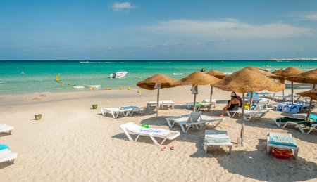 Beach Life during Tropical Day in Mahdia, Tunisia