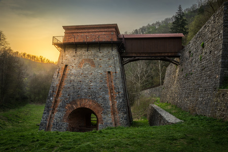 Construction of the Charcoal Ironworks Known as Frantiscina Hut near Adamov, Czech Republicの写真素材