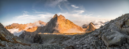 Vysoka Peak with Inversion in Golden Light in High Tatras, Slovakia