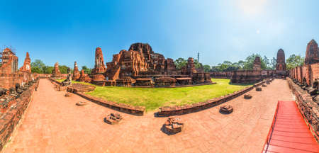 Architecture at Ayutthaya Historical Park on a Sunny Day in Ayutthaya Province, Thailand. Structures of Old Thai Capital City.の写真素材