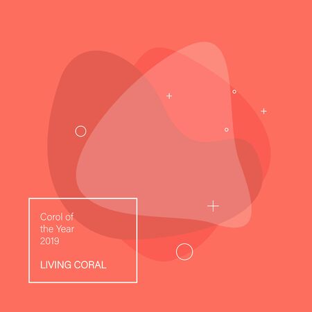 Abstract background. Color of the year 2019 Living Coral. Flat geometric shape with various colors.のイラスト素材