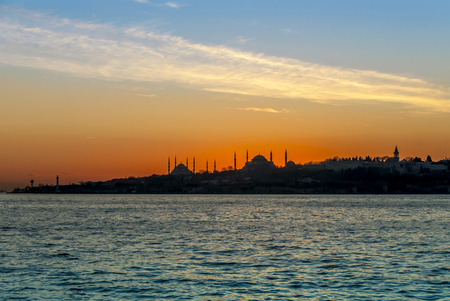 Istanbul, Turkey, 23 January 2012: The Topkapi Palace and Hagia Sophia at sunsetのeditorial素材
