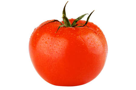 Fresh tomato with dew drops. Fresh vibrant red colorの写真素材