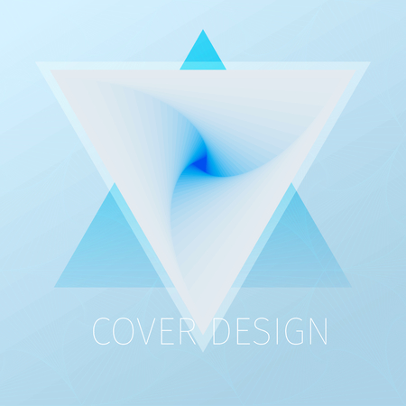 Triangle spiral. Vector optical illusion abstract background in blue pastel colors.のイラスト素材