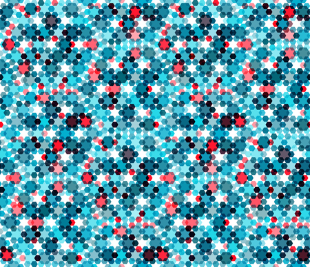 Geometric hexagon seamless vector pattern in blue and red colors for web and textile.のイラスト素材