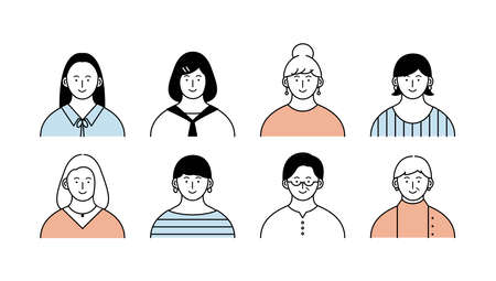 Various female icon sets Simple illustrationsのイラスト素材
