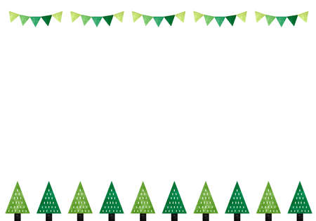 Image of forest and garland, watercolor vector illustrationのイラスト素材