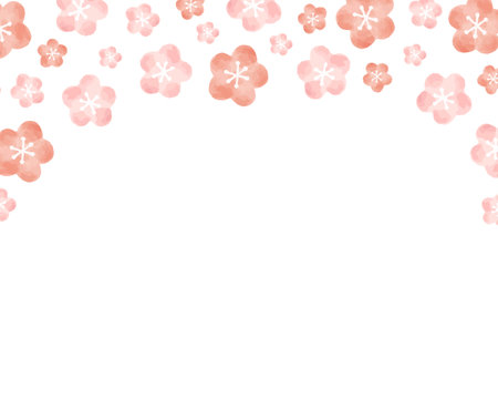 Plum blossom frame watercolor style illustrationのイラスト素材