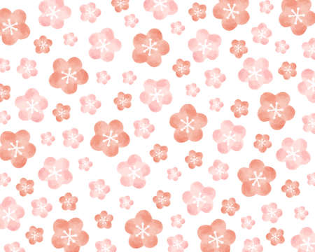Plum blossom background material watercolor style illustrationのイラスト素材